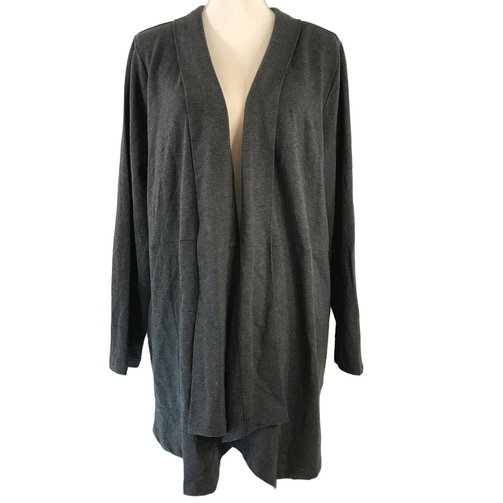 J Jill Pure Jill Womens Open Front Cardigan Pima Cotton Long Sleeve Gray Sz XL - Picture 2 of 10